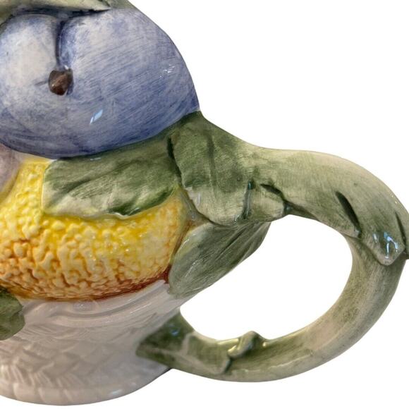 Majolica Half Teapot With Fruit Wall Hanging Made in Italy Vintage - Picture 3 of 12